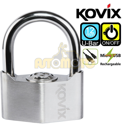 KOVIX 코빅스 KPL12-56 (스텐스틸) - 알람 U락 패드락 USB충전식