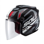 SOL 27S 아머 무광 블랙/그레이/레드 LED 오픈페이스 헬멧
