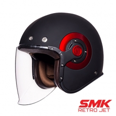 SMK 레트로 제트 헬멧 무광 블랙 레드 오픈페이스 헬멧