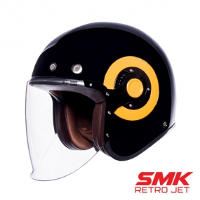 SMK 레트로 제트 헬멧 유광 블랙 옐로우 오픈페이스 헬멧
