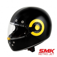 SMK 레트로 헬멧 유광 블랙 옐로우 풀페이스 헬멧