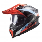 LS2 MX701 C EXPLORER 프론티어 블루 FL 오렌지 카본 듀얼 풀페이스 헬멧