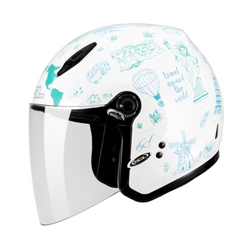 SOL 27Y 트래블 화이트/블루/민트 오픈페이스 헬멧 (여성/어린이용)