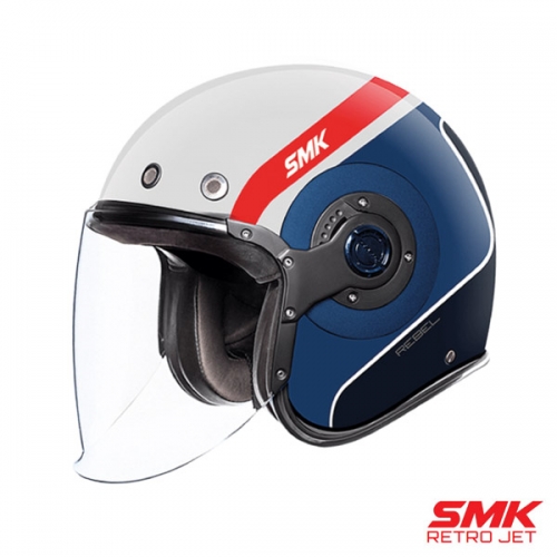 SMK 레트로 제트 헬멧 레블 화이트/블루/레드 오픈페이스 헬멧
