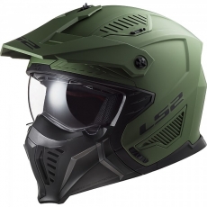 LS2 OF606 DRIFTER 매트 밀리터리 그린 멀티 오픈페이스 헬멧 (전면 마스크 탈부착)