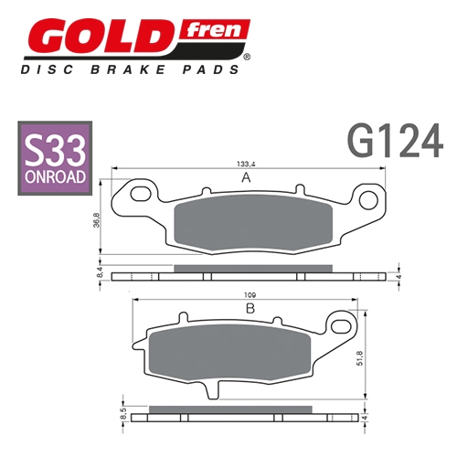 GOLDfren 골드프렌 W800, 버시스650, VN1700, DL650, GSR750 브레이크패드 G124-S33